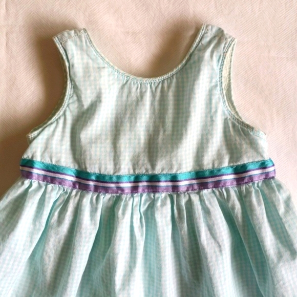 vintage old navy aqua picnic gingham summer dress 18 months baby girl - Picture 3 of 7